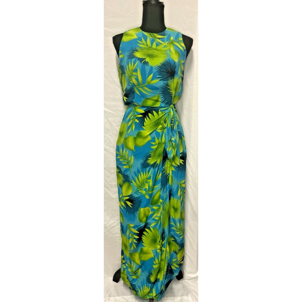 Spenser Jeremy 100% Silk Sleeveless Faux Wrap Tie Tropical Dress Zip Sz 4 *Read*